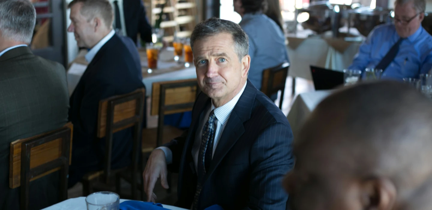 Business man at high end dinner table